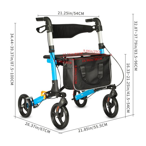 BQ1002B Rehabilitation Therapy Supplies Wholesale folding outdoor lightweight aluminium walker rollator for disabled - Image 6