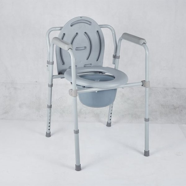 folding plastic commode chair with toilet seat commode chair with handrail bucket toilet - Image 2