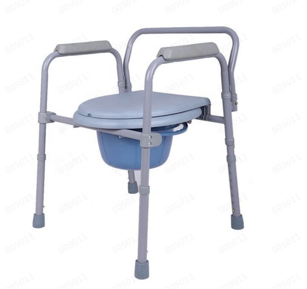 folding plastic commode chair with toilet seat commode chair with handrail bucket toilet - Image 3